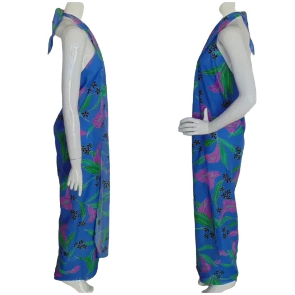 Vintage HILO HATTIE True Wrap/Sarong/Pareo, OS, Blue Floral, Maxi/Floor length - Picture 5 of 11